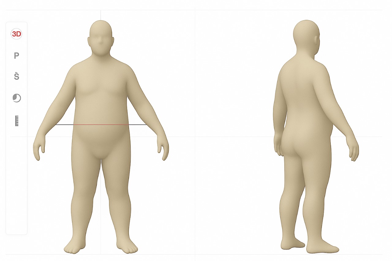 Body Scans and Weight Loss Progress Patient reviewing 3D body scan results with a provider during a weight loss visit