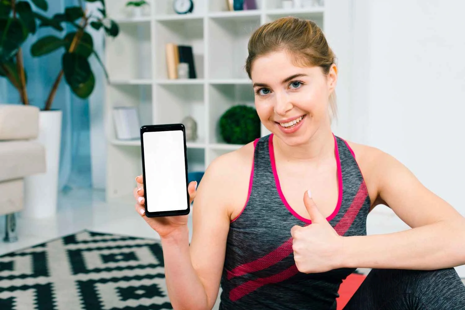 Woman checking her heart rate during fat burn zone exercise